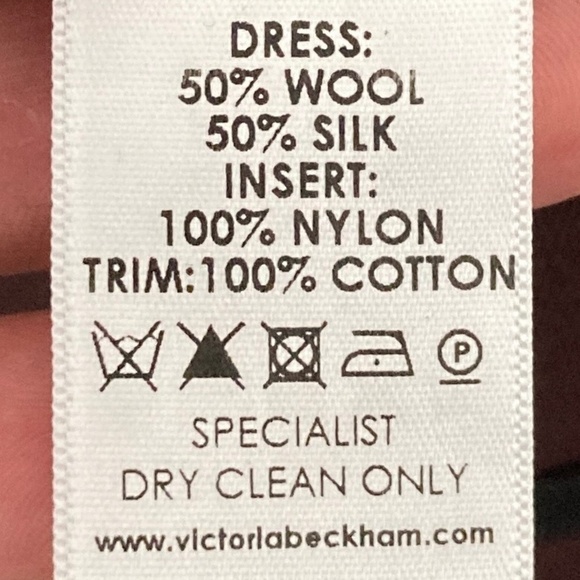 Victoria Beckham Wool Silk Blend Colorblock Mesh Illusion Contemporary Dress - Picture 10 of 10